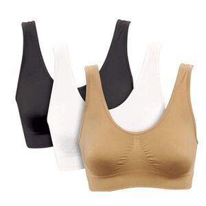 Genie Bra Set of 3 Jacquard Seamless Bras w/ Modesty Pads